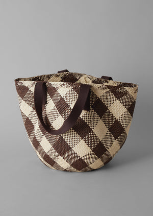 Guanabana Gingham Basket Bag | Brown/Ecru