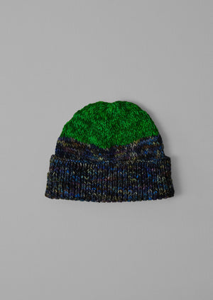 Hand Knitted Wool Hat | Galaxy/Green