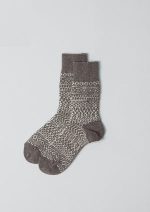 Nishiguchi Kutsushita Wool Socks | Pale Grey/Ecru