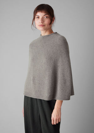 Fine Wool Cashmere Poncho | Granite