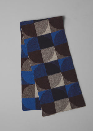 Colour Block Wool Scarf | Charcoal Multi