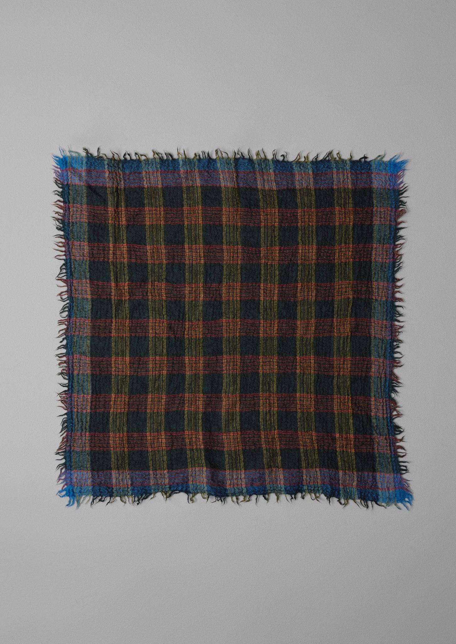 Stellar Boiled Wool Check Scarf | Oil Green