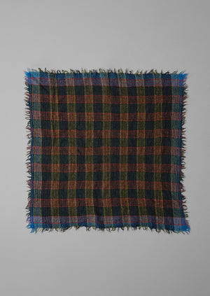 Stellar Boiled Wool Check Scarf | Oil Green