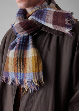 Dual Check Handwoven Knot Scarf | Earth/Multi