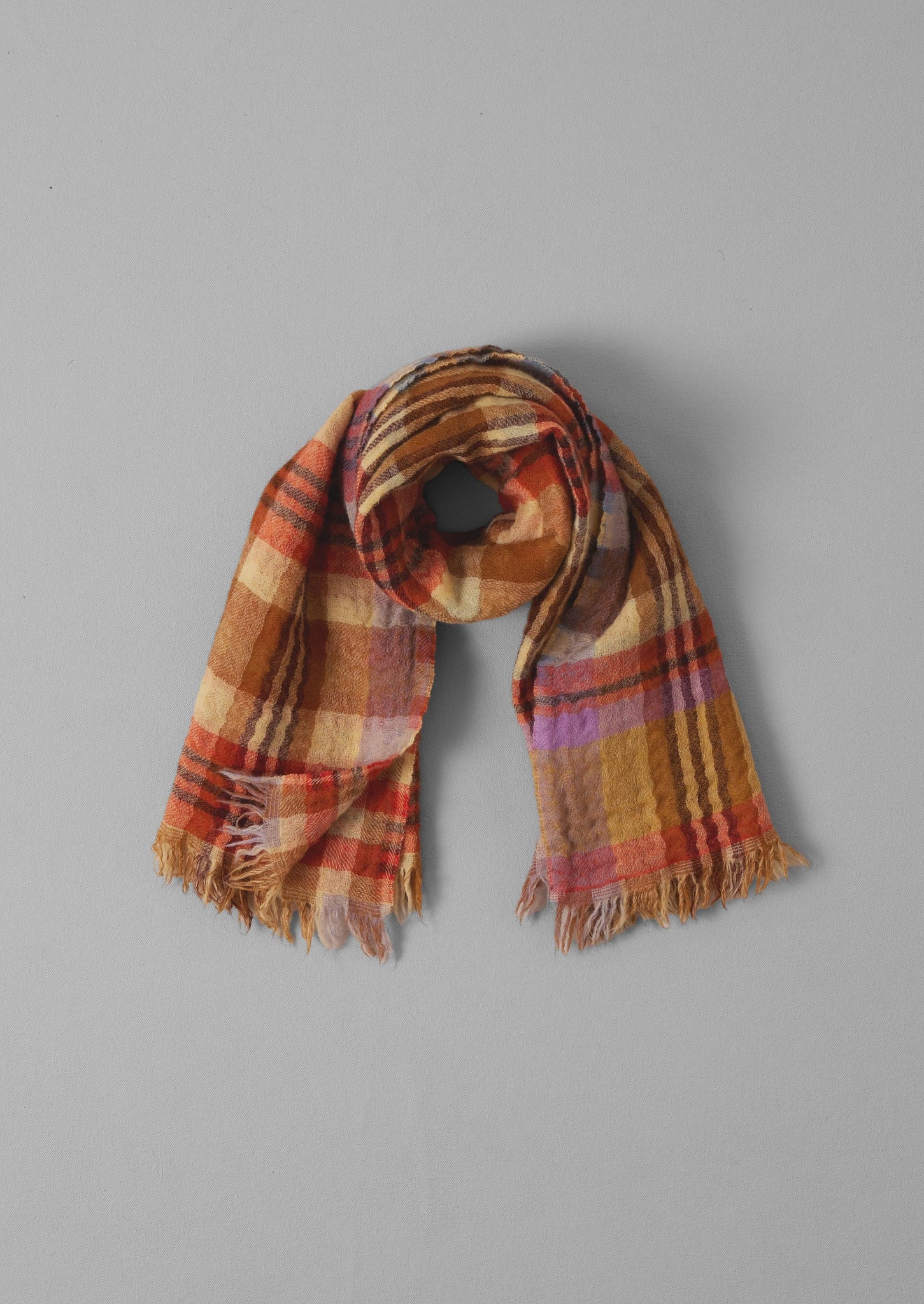 Dual Check Handwoven Knot Scarf | Primrose Yellow/Multi