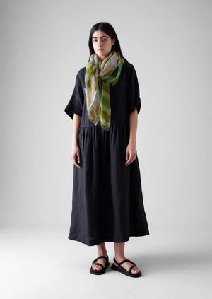 Contrast Check Volant Scarf | Shadow Green/Lawn Green