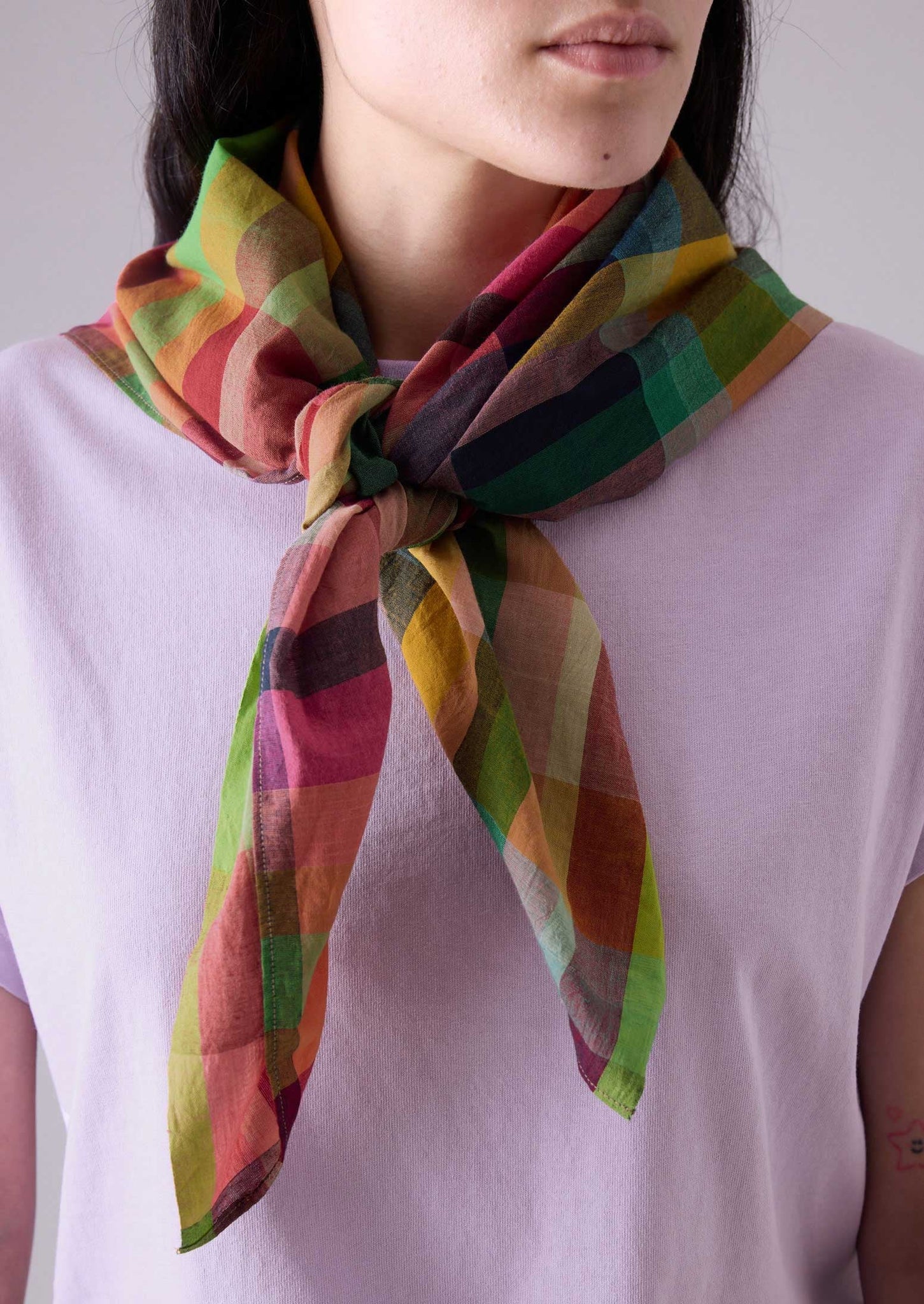 Check Cotton Mulmul Scarf | Multi