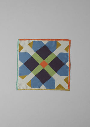 Pinwheel Print Silk Bandana | Cornflower
