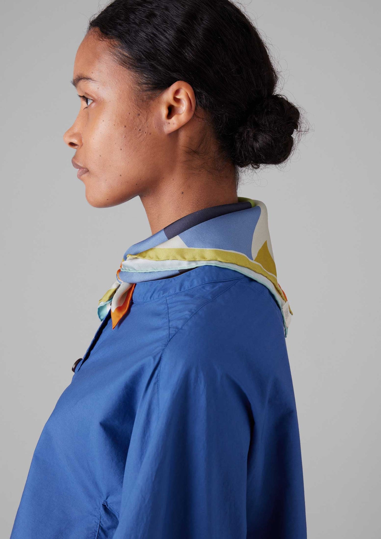 Pinwheel Print Silk Bandana | Cornflower