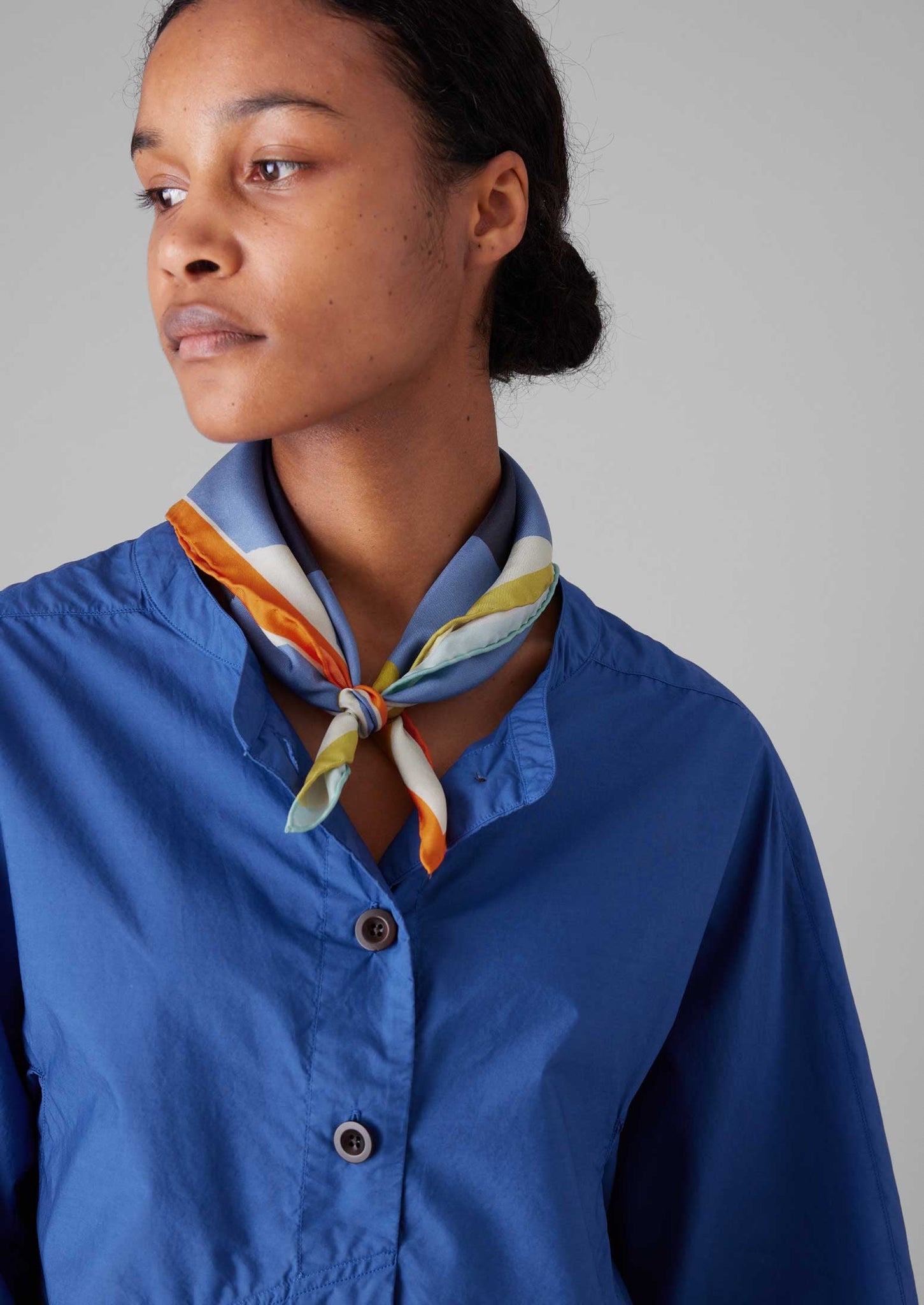 Pinwheel Print Silk Bandana | Cornflower
