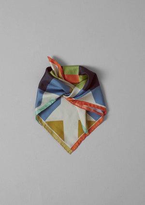 Pinwheel Print Silk Bandana | Cornflower