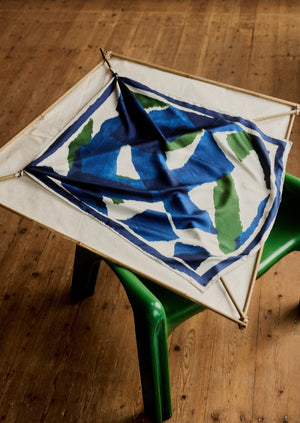 Washi Print Silk Bandana | Blue/Green