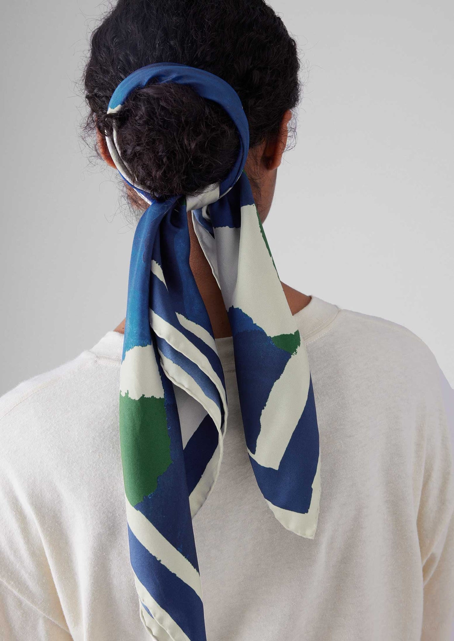 Washi Print Silk Bandana | Blue/Green