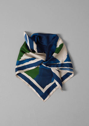 Washi Print Silk Bandana | Blue/Green