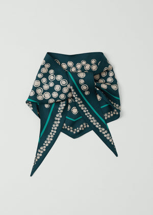 Spotted Carapace Print Silk Bandana | Beetle Green