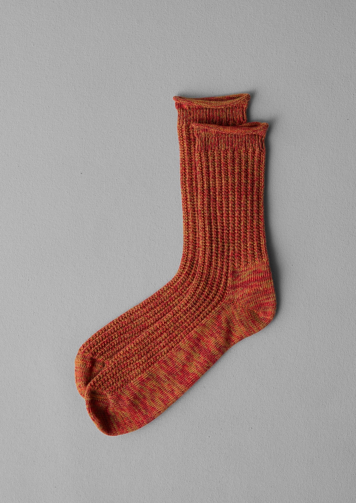 Cotton Marl Rib Socks | Red Marl