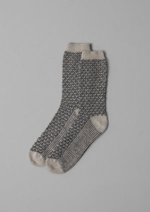 Honeycomb Stitch Wool Socks | Putty/Kohl