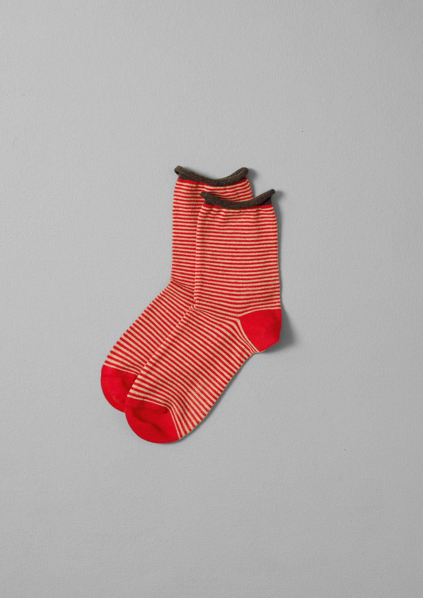 Stripe Cotton Cashmere Socks | Red/Cashew