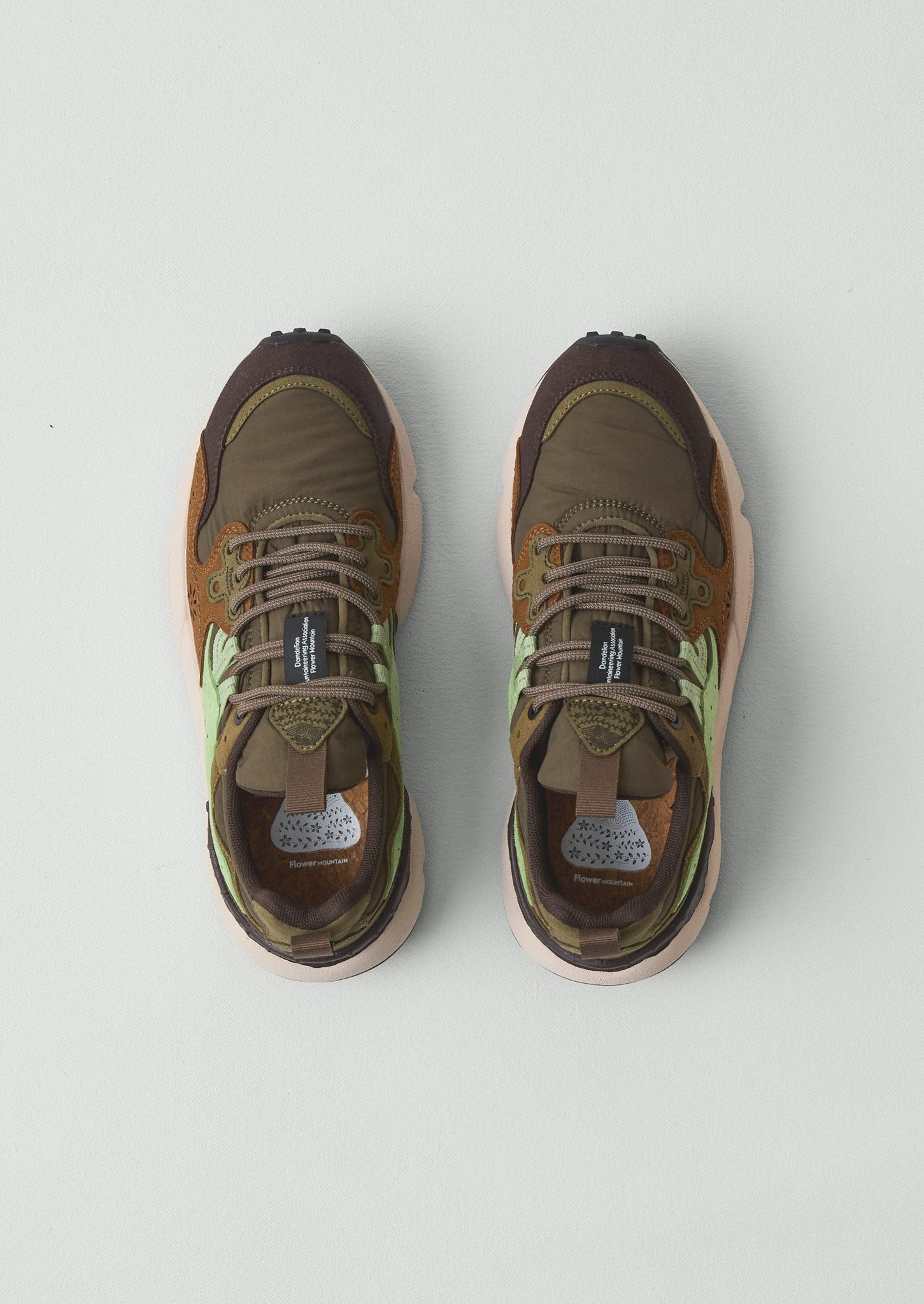 Flower Mountain Yamano Kaiso Panelled Trainers | Deep Olive