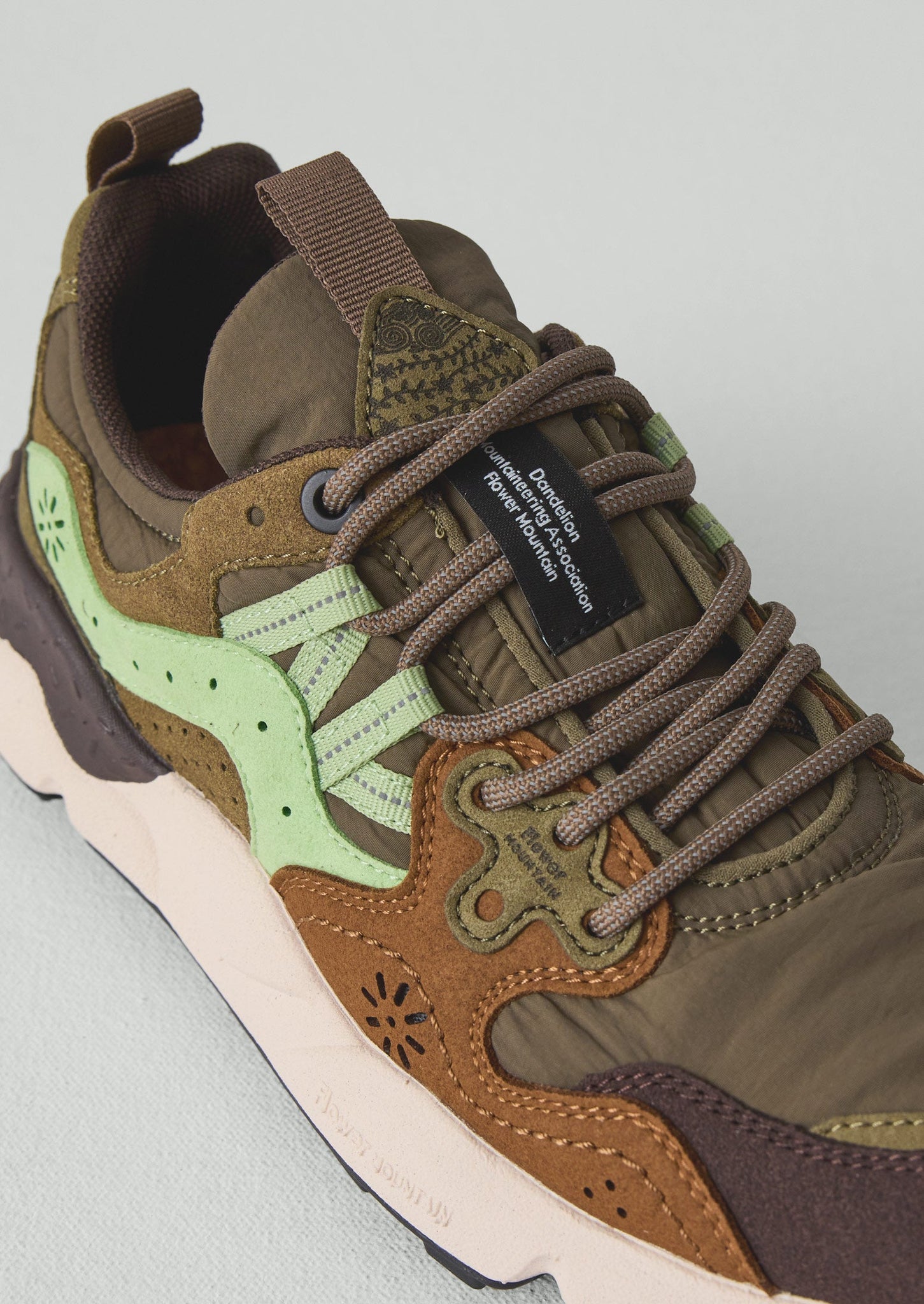 Flower Mountain Yamano Kaiso Panelled Trainers | Deep Olive