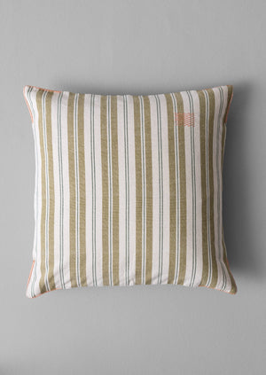 Tove Stripe Cotton Cushion Cover | Wax Green