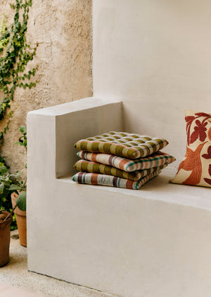 Priya Check Chair Cushion | Kelp