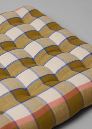 Priya Check Chair Cushion | Kelp