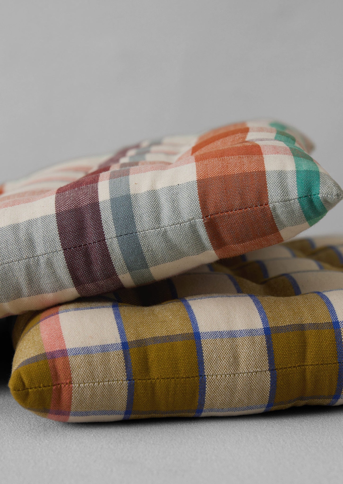Priya Check Chair Cushion | Kelp