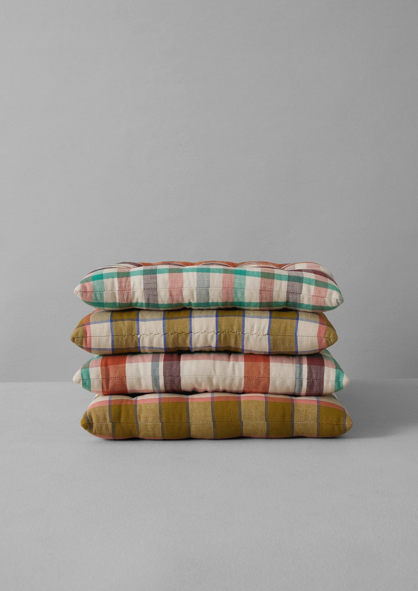 Priya Check Chair Cushion | Kelp