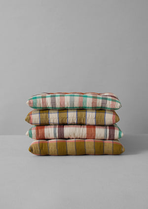Priya Check Chair Cushion | Kelp