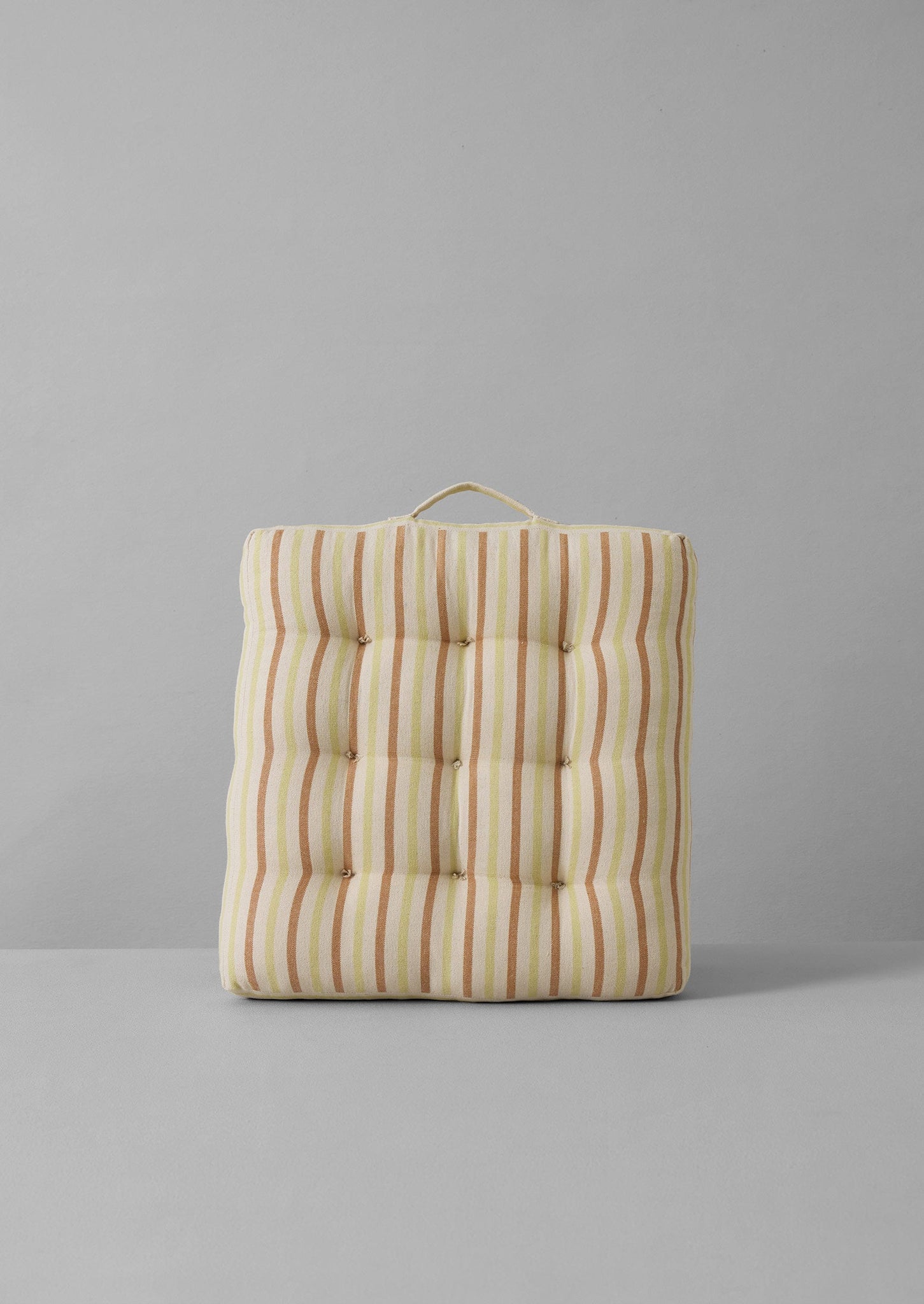 Hand Woven Stripe Seat Cushion | Ecru/Washed Lime