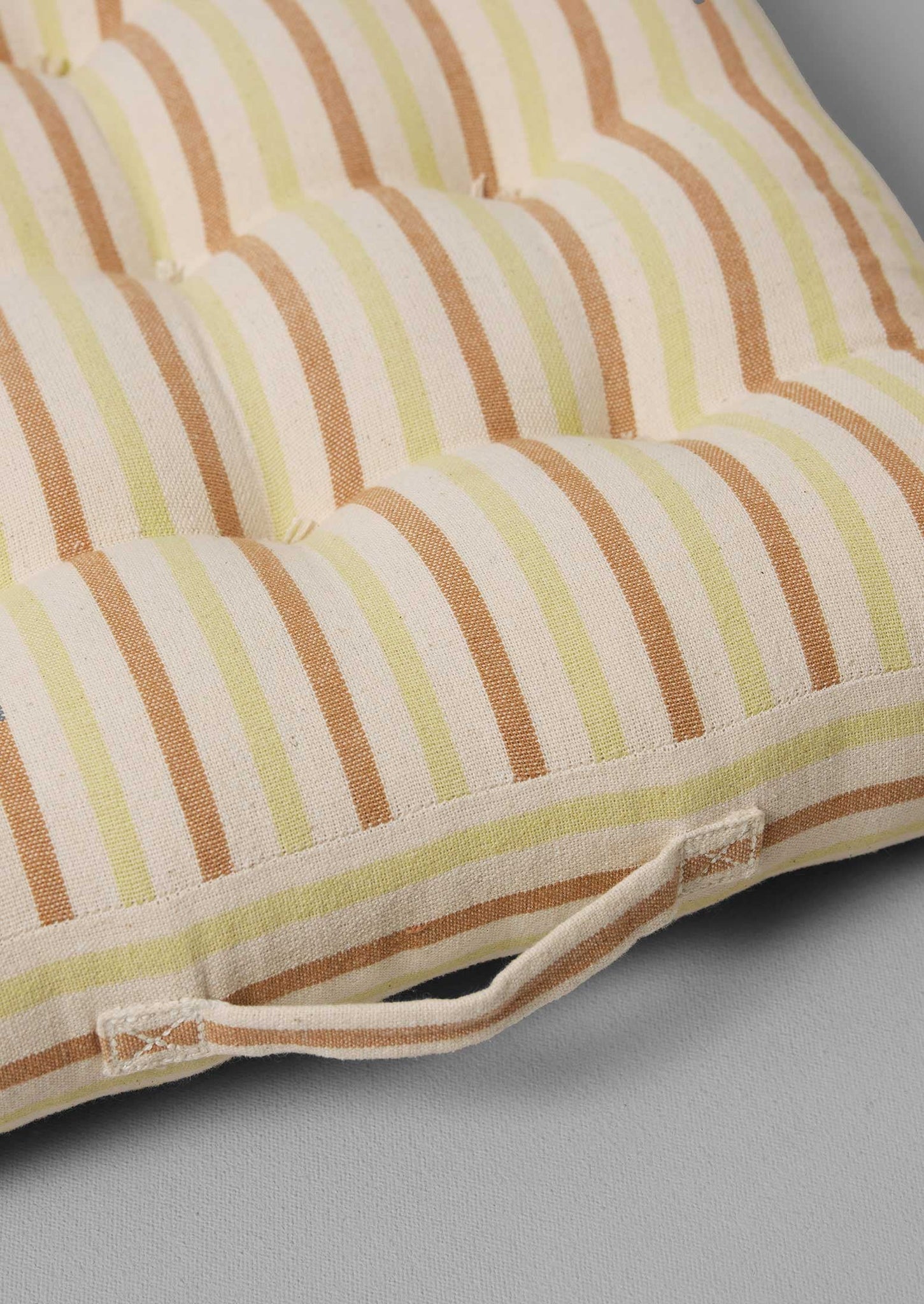 Hand Woven Stripe Seat Cushion | Ecru/Washed Lime