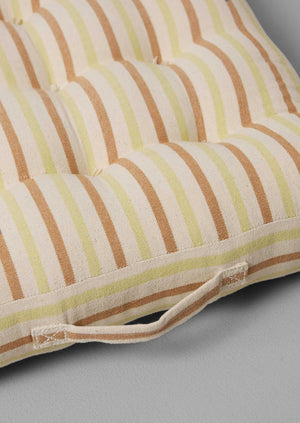 Hand Woven Stripe Seat Cushion | Ecru/Washed Lime