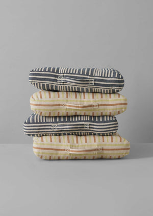 Hand Woven Stripe Seat Cushion | Ecru/Washed Lime