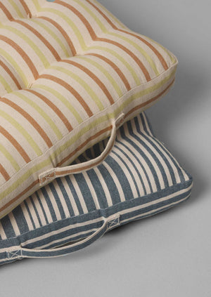 Hand Woven Stripe Seat Cushion | Ecru/Washed Lime