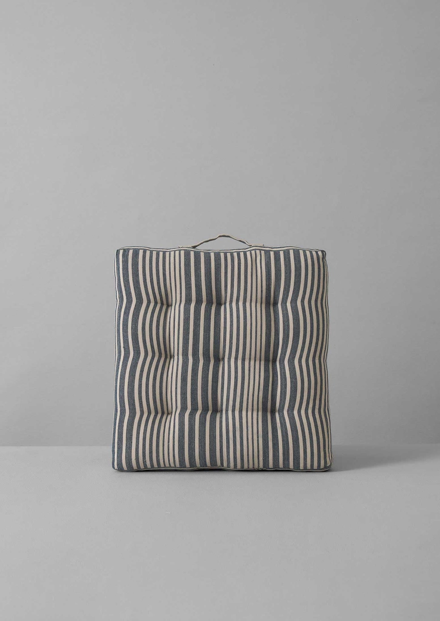 Hand Woven Stripe Seat Cushion | Ecru/Indigo