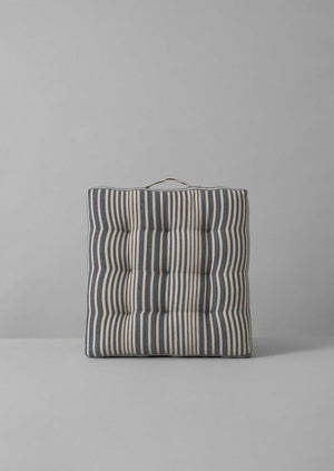Hand Woven Stripe Seat Cushion | Ecru/Indigo