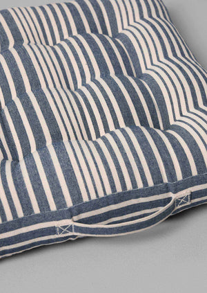 Hand Woven Stripe Seat Cushion | Ecru/Indigo