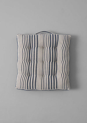Hand Woven Stripe Seat Cushion | Ecru/Indigo
