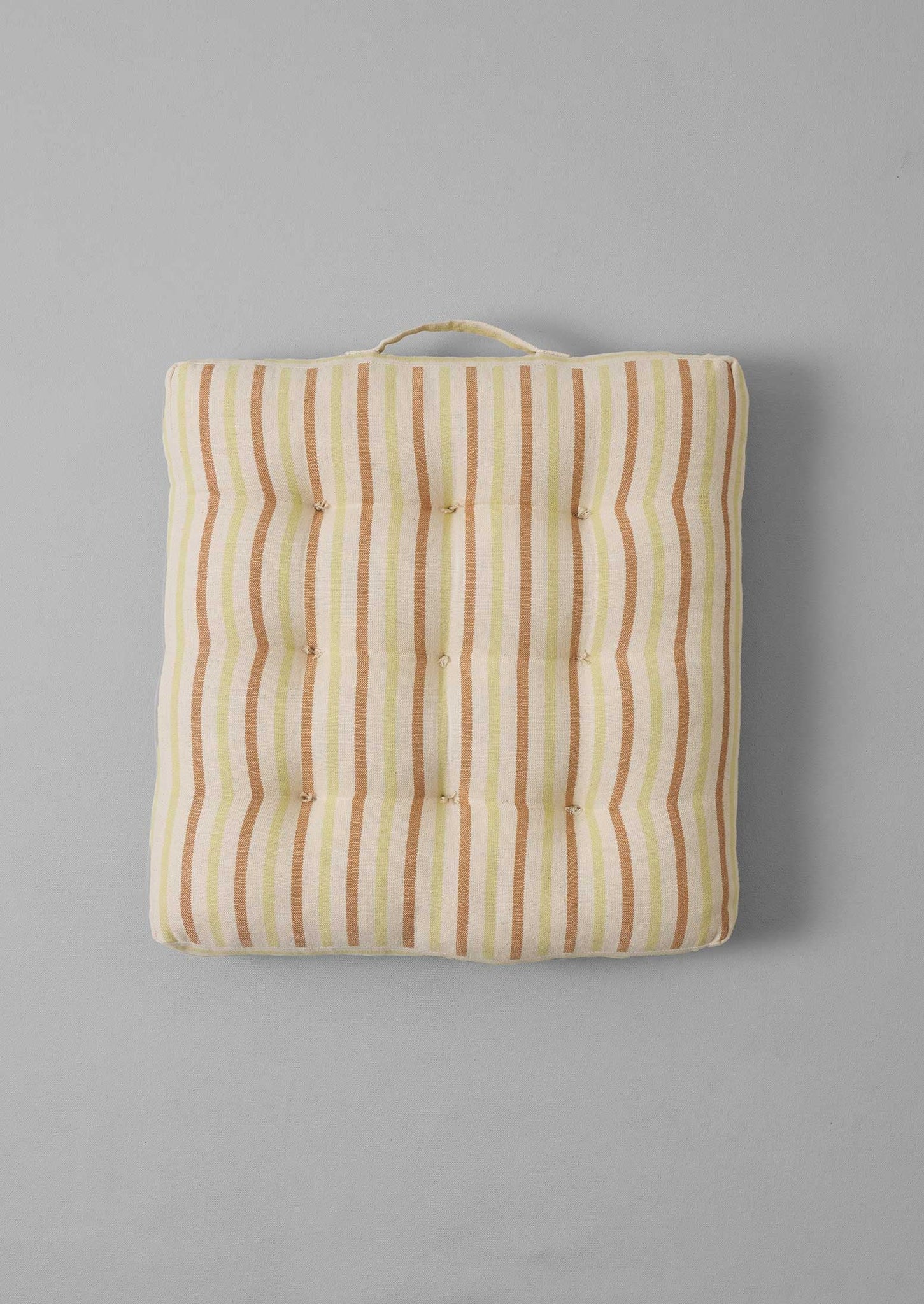 Hand Woven Stripe Seat Cushion | Ecru/Washed Lime