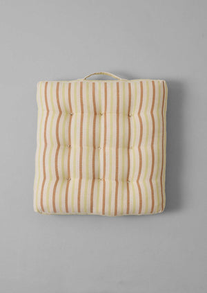 Hand Woven Stripe Seat Cushion | Ecru/Washed Lime