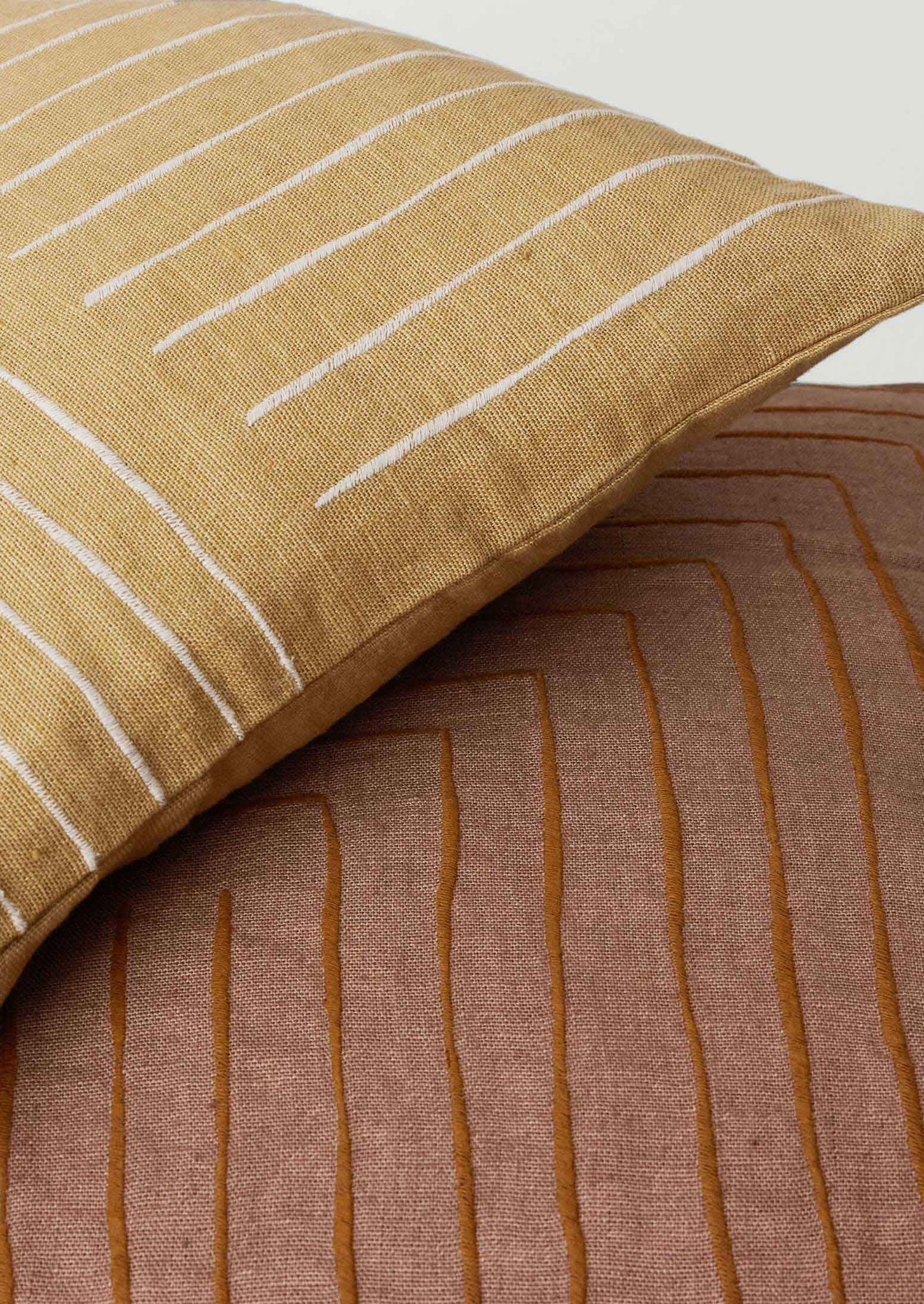 Aria Embroidered Cushion Cover | Sand/Almond