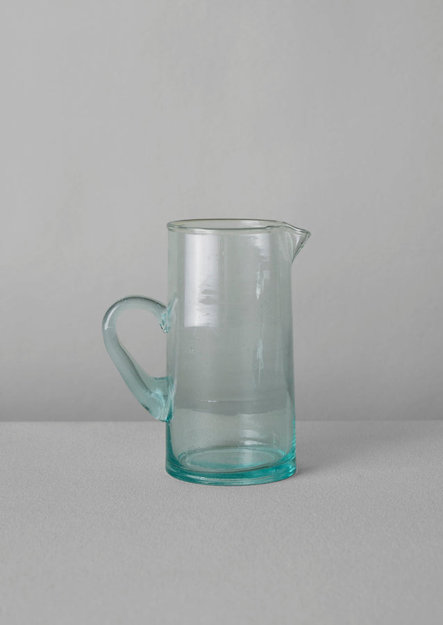 Handled Moroccan Glass Jug | Clear