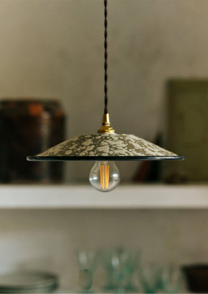 Splatter Enamel Pendant Lamp Shade | Mole/Ecru