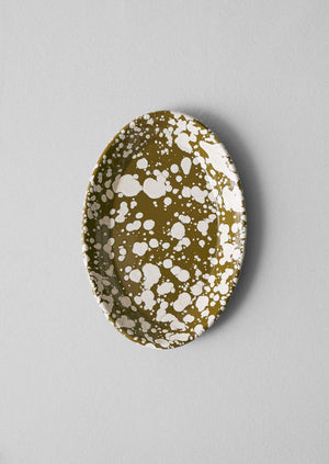 Splatter Enamel Platter | Olive/Ecru