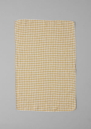 Gingham Linen Tea Towel | Chalk/Ochre