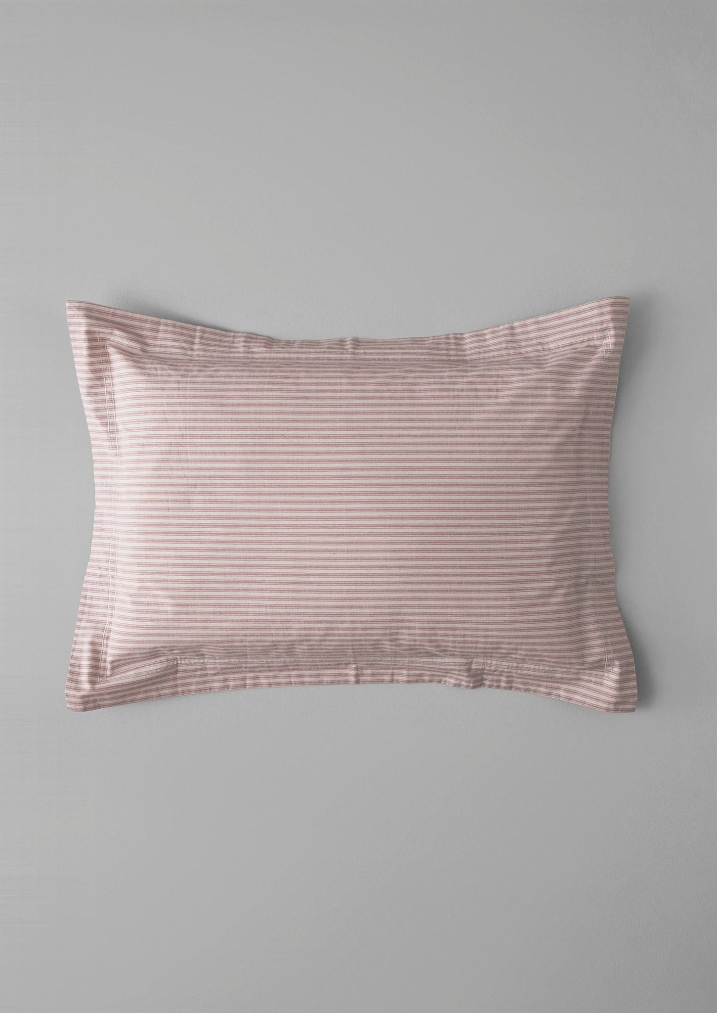 Organic Cotton Ticking Stripe Oxford Pillowcase | Ecru/Rose