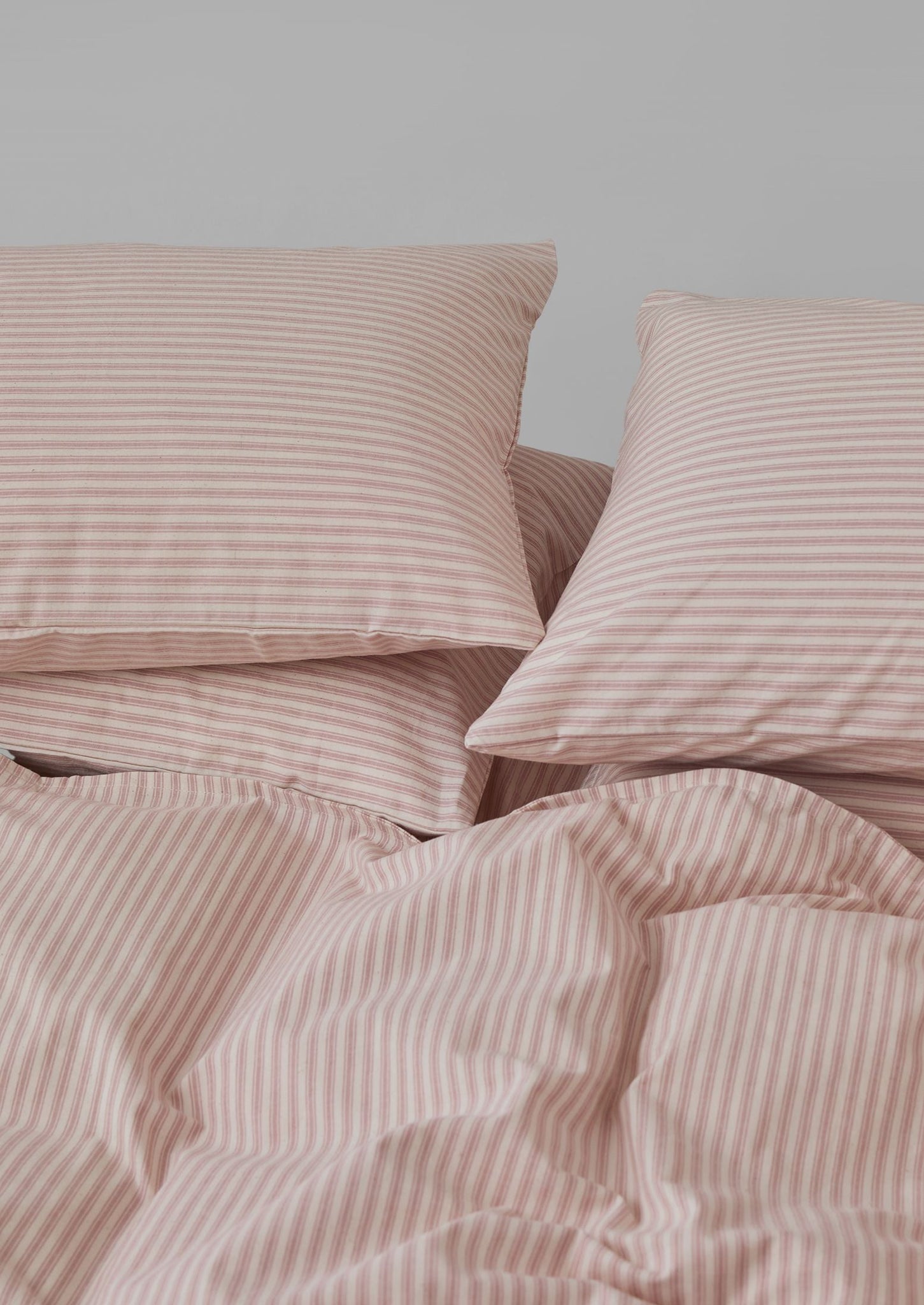 Organic Cotton Ticking Stripe Housewife Pillowcase | Ecru/Rose