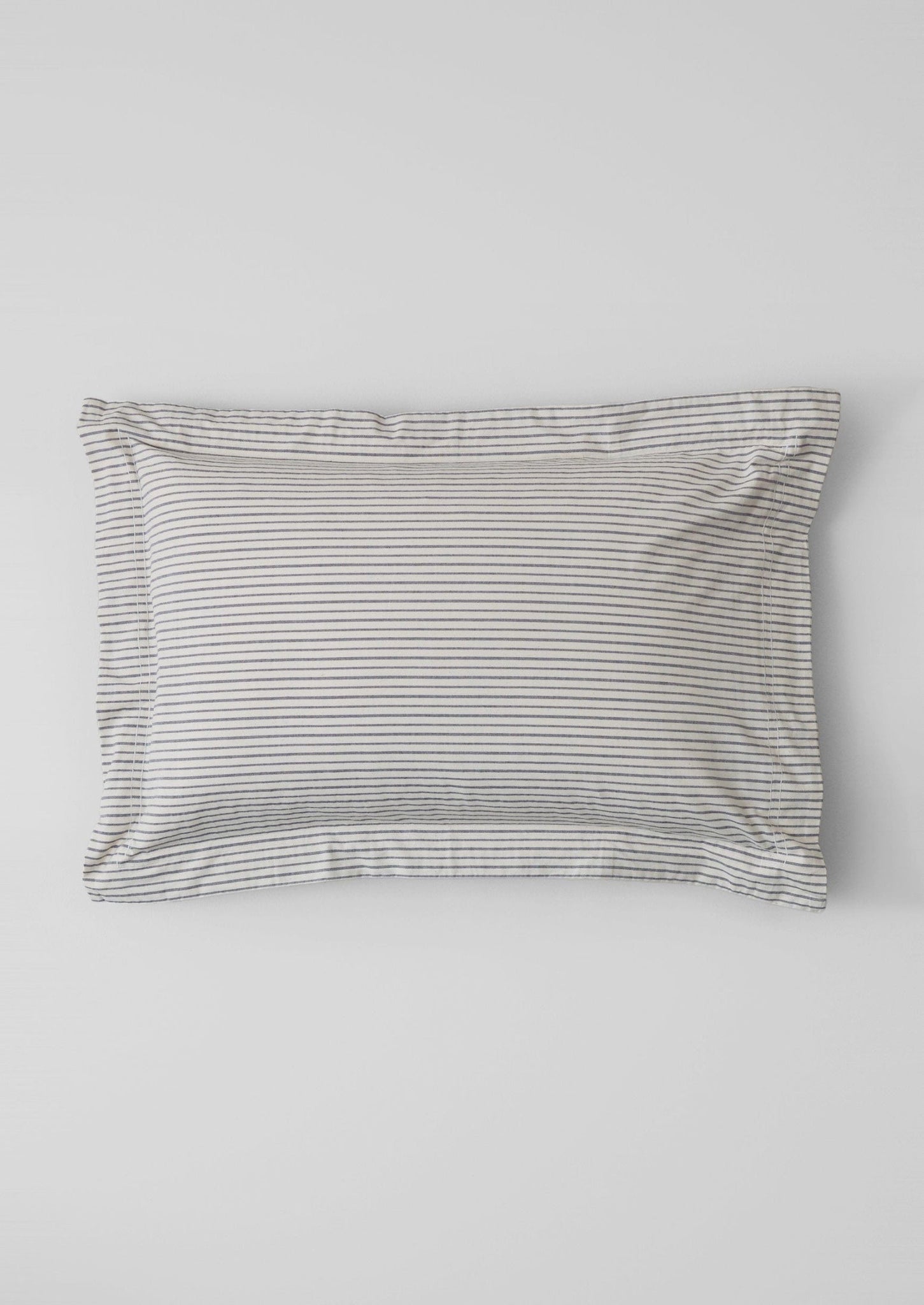 Organic Cotton Pyjama Stripe Oxford Pillowcase | Navy/Ecru