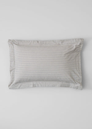 Organic Cotton Pyjama Stripe Oxford Pillowcase | Navy/Ecru